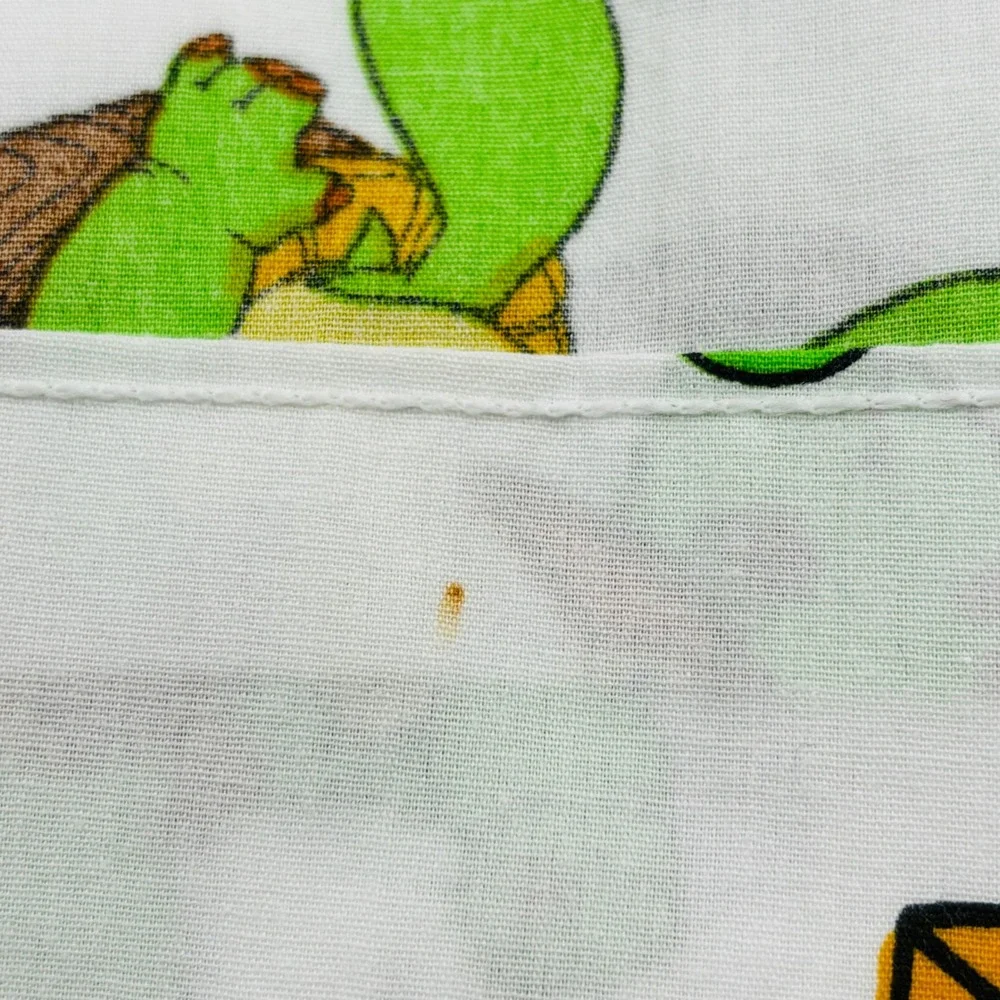Vintage Dan River Franklin the Turtle Twin Flat Sheet Bear Beaver Blocks USA